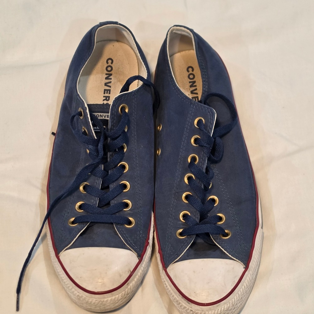 Converse Chuck Taylor All Star Mens 10.5 Navy Blue Good Low Top Gold Eyelets